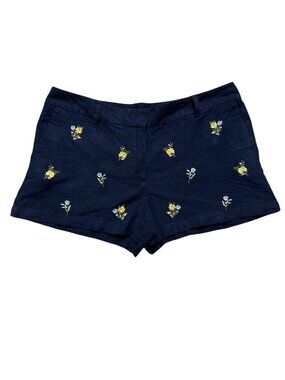 LOFT Linen Blend Floral Shorts Blue Yellow Women Size 8 Summer